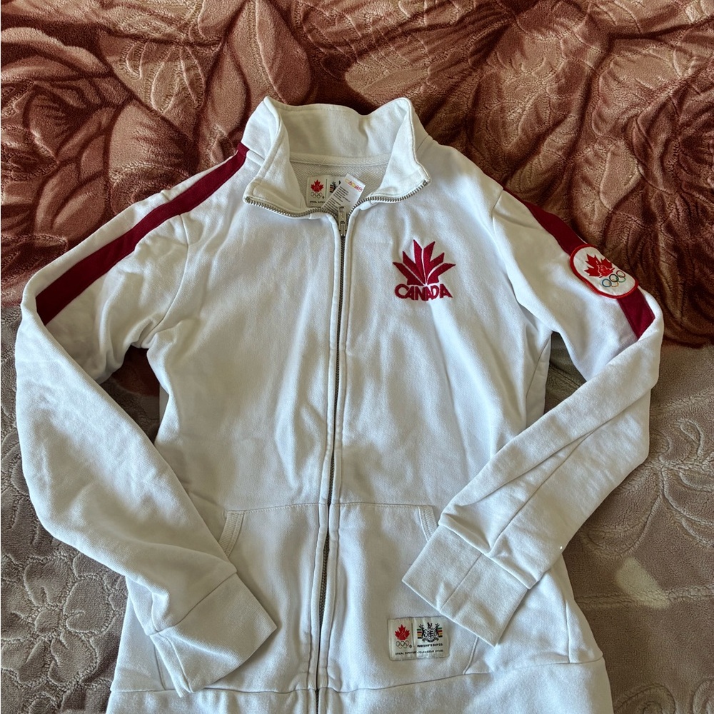 Women's White and Red Varsity Jacket